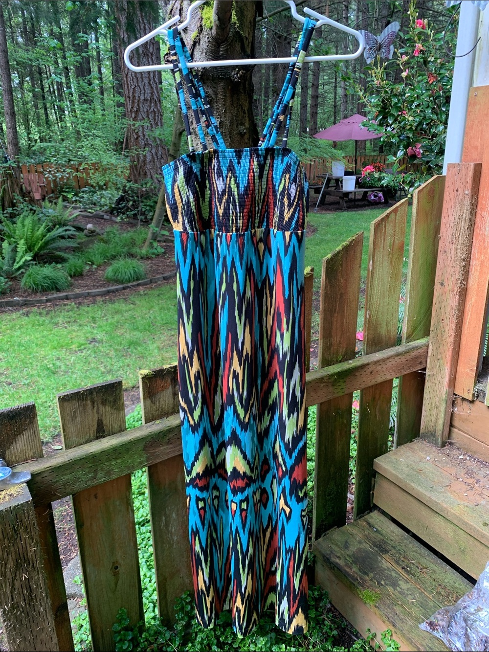 Nicole Multicolor Strappy Maxi Dress - Teal, Black, Yellow, Red